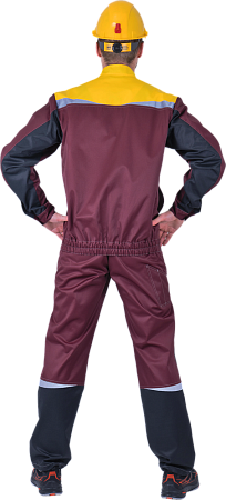 Костюм КМ-10 ЛЮКС летний, бордовый-желтый-черный (Куртка+полукомбинезон)