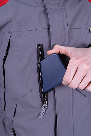 Куртка-штормовка РЕСПЕКТ, серый-красный