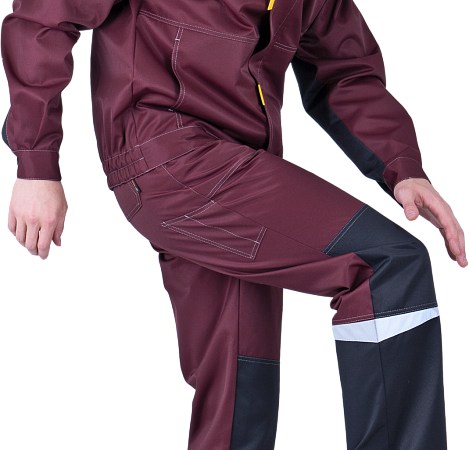 Костюм КМ-10 ЛЮКС летний, бордовый-желтый-черный (Куртка+полукомбинезон)