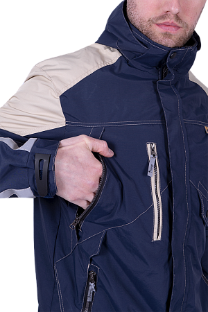 Куртка-штормовка РЕСПЕКТ, синий-бежевый