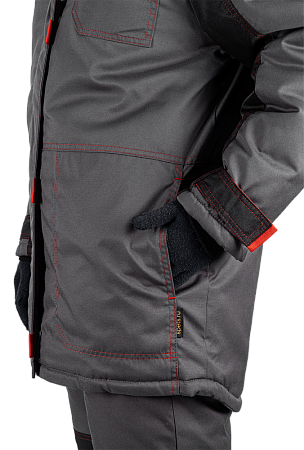 Костюм КМ-10 ЛЮКС зимний 3-4 класс, серый-красный-черный, женский