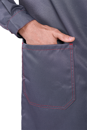 Халат КМ-10 ЛЮКС летний, серый-красный