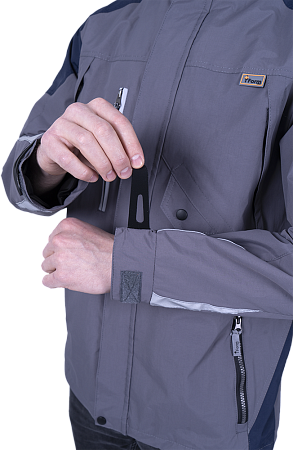 Куртка-штормовка РЕСПЕКТ, серый-т/синий