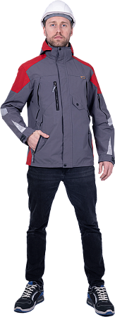 Куртка-штормовка РЕСПЕКТ, серый-красный