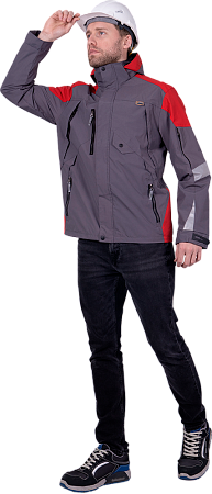 Куртка-штормовка РЕСПЕКТ, серый-красный