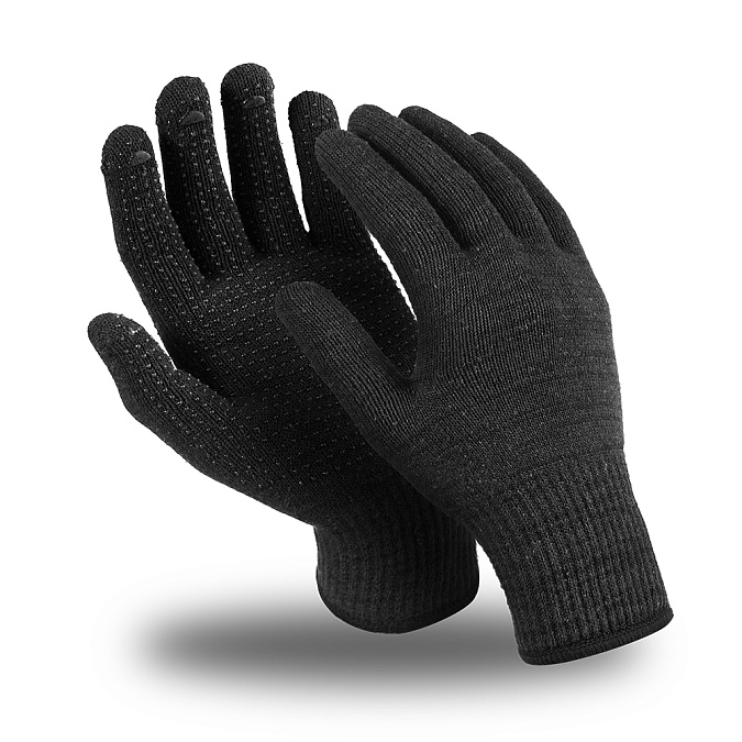 Перчатки ЭТАЛОН ПВХ (MG-116), хлопок/полиэфир, SlipGrip, оверлок, цвет черный
