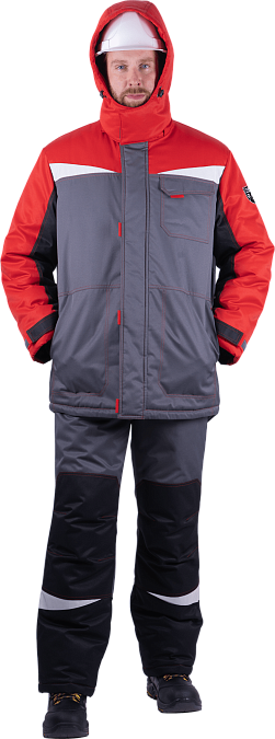 Костюм КМ-10 ЛЮКС зимний 3-4 класс, серый-красный-черный