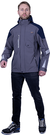 Куртка-штормовка РЕСПЕКТ, серый-т/синий