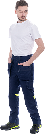 Брюки ACTIVE FLEX / АКТИВ ФЛЕКС, летние, т.синий-флуоресцентный желтый