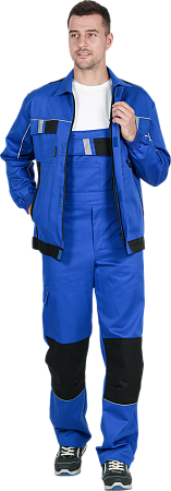 Костюм КОНФОРМ летний, василек-черный (Куртка+полукомбинезон)