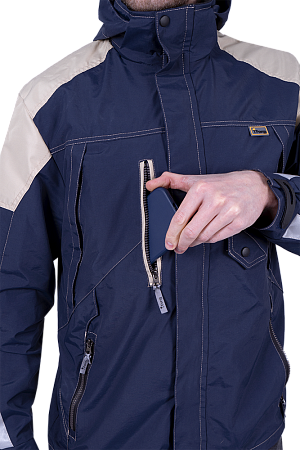 Куртка-штормовка РЕСПЕКТ, синий-бежевый
