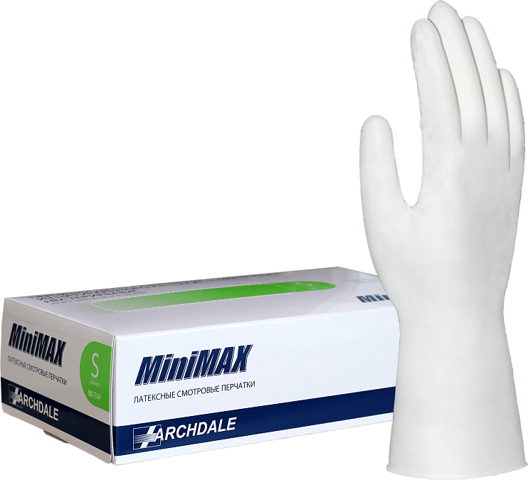 Перчатки ОБЩЕМЕДИЦИНСКИЕ, латекс, опудренные (MINI MAX)