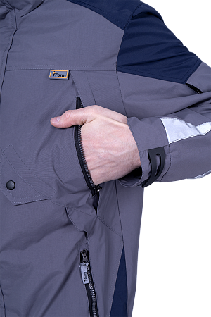 Куртка-штормовка РЕСПЕКТ, серый-т/синий