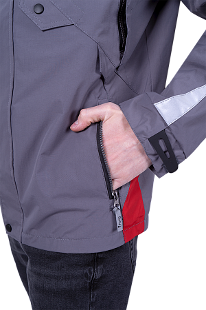 Куртка-штормовка РЕСПЕКТ, серый-красный