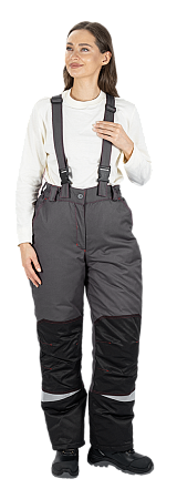 Костюм КМ-10 ЛЮКС зимний 3-4 класс, серый-красный-черный, женский