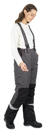 Костюм КМ-10 ЛЮКС зимний 3-4 класс, серый-красный-черный, женский