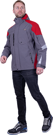 Куртка-штормовка РЕСПЕКТ, серый-красный