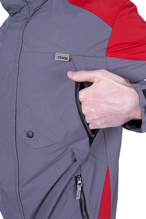 Куртка-штормовка РЕСПЕКТ, серый-красный