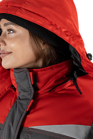 Костюм КМ-10 ЛЮКС зимний 3-4 класс, серый-красный-черный, женский