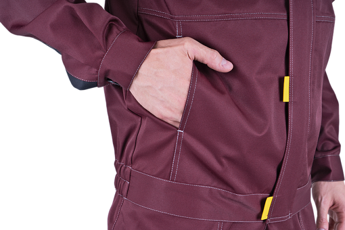 Костюм КМ-10 ЛЮКС летний, бордовый-желтый-черный (Куртка+полукомбинезон)