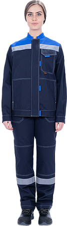 Костюм РАЦИОНАЛИЗАТОР летний, синий-василек, 100% х/б, женский (куртка, брюки)