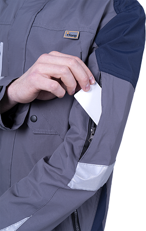 Куртка-штормовка РЕСПЕКТ, серый-т/синий