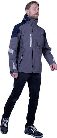 Куртка-штормовка РЕСПЕКТ, серый-т/синий