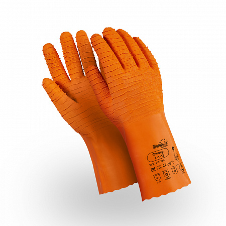 Перчатки ФИШЕР (L-T-17), латекс, 1.6 мм, 300 мм, интерлок, цвет оранжевый